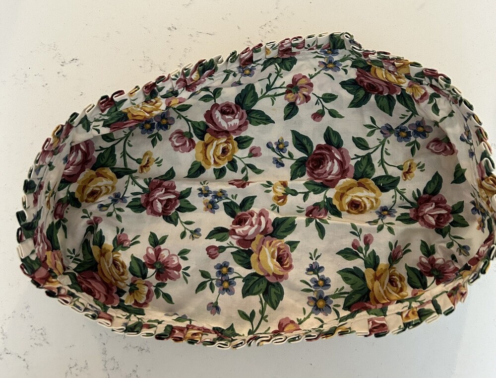 Longaberger Garden Splendor Fabric Bread Basket Liner Roses Floral